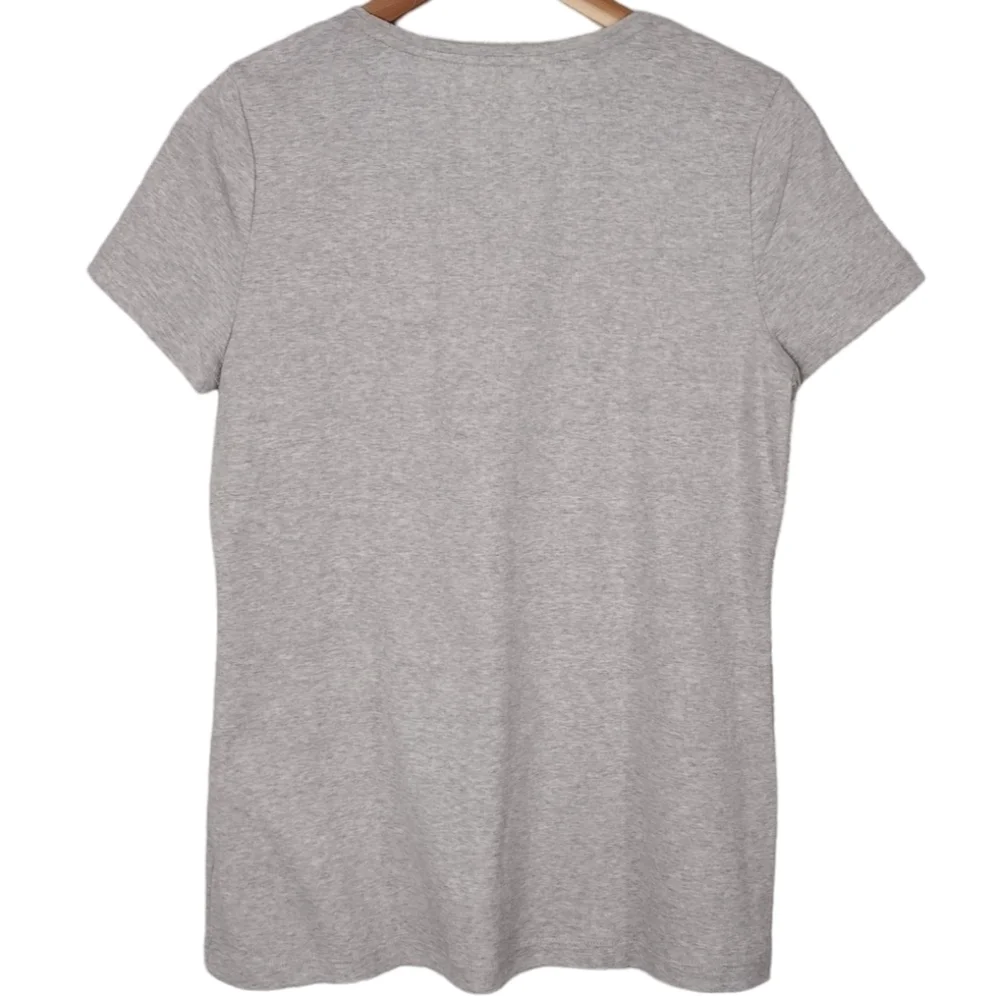 NWT Talbots Petite Women's Cotton Summer Gray Pullover Short Sleeve Tee Size MP